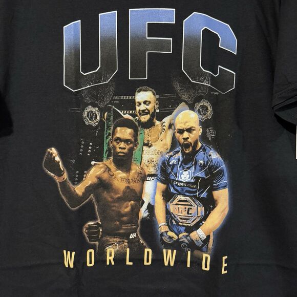 UFC Worldwide GOAT L T-Shirt Feat. Jones McGregor Adesanya Black MMA SS Tee - Picture 2 of 6